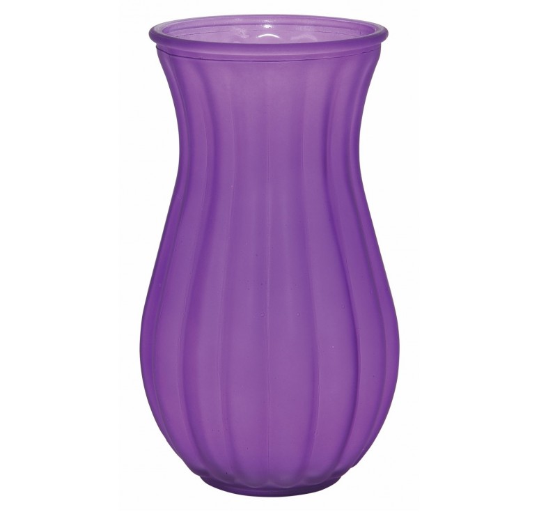 Lilac Frost Ribbed Glass Vase